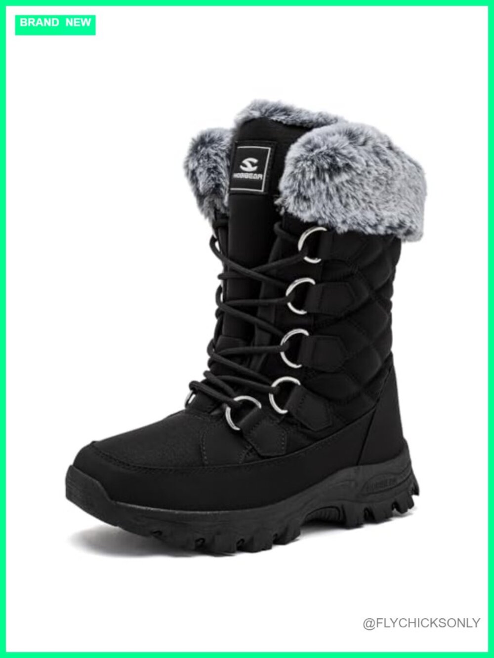 Women's Winter Snow Boots Faux Fur Lined Water Resistant Lace-Up Mid-Calf